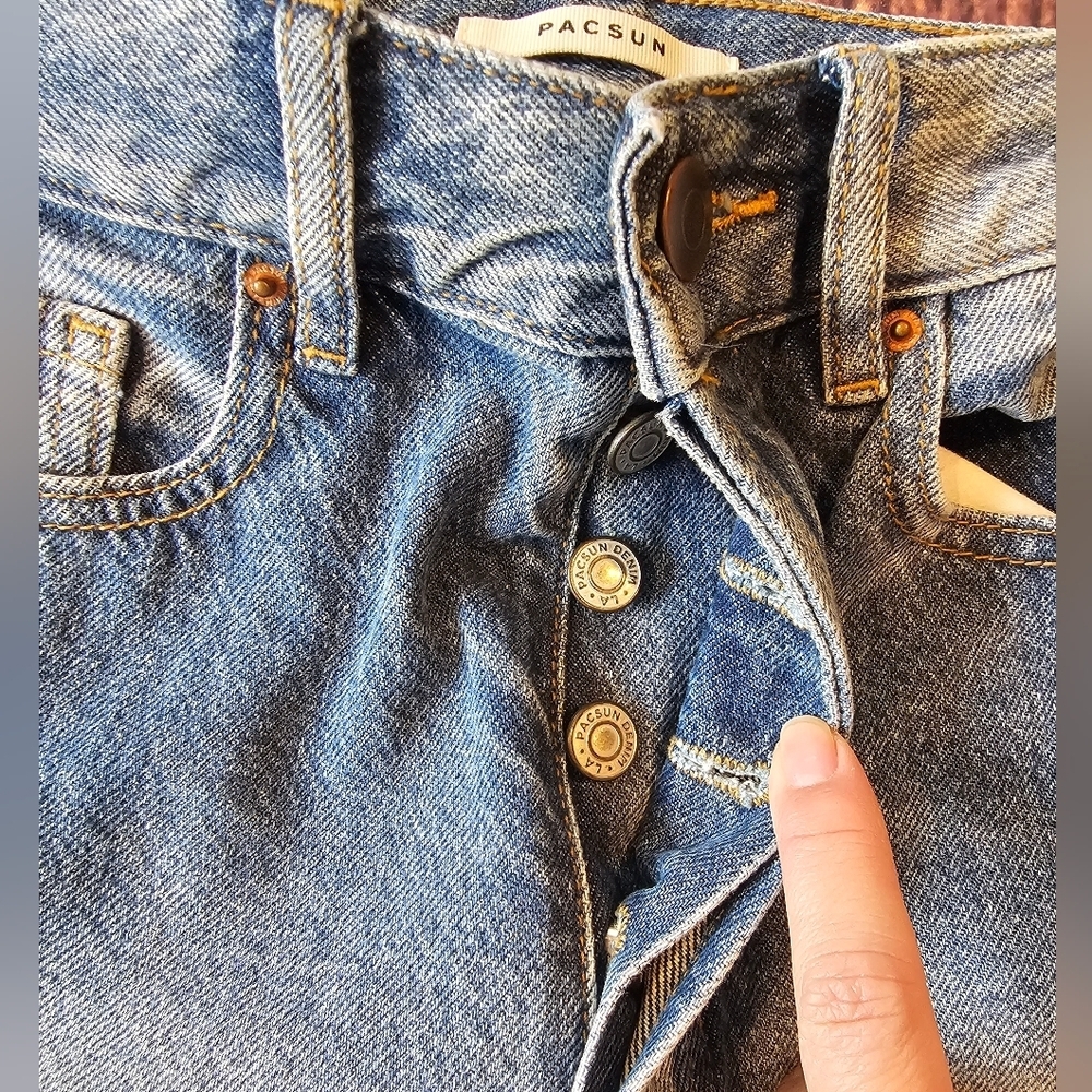 Pacsun Women's Size 25 Ultra High Rise Slim button fly Denim Jeans Distressed - Picture 3 of 8